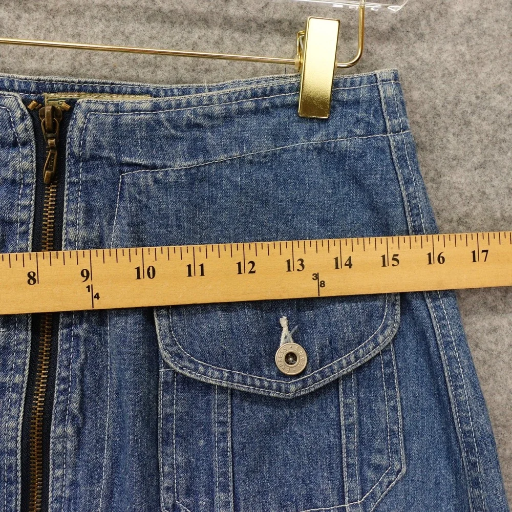 Vintage 90s Y2K Indie Grunge Skirt Women SMALL 4 Blue Cargo Denim Frayed EXPRESS